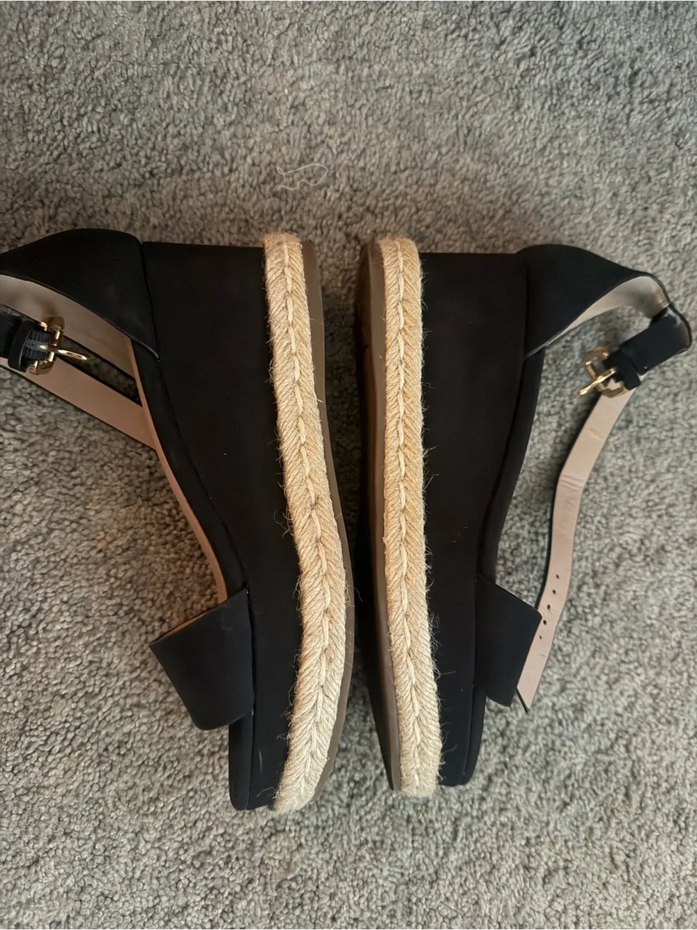BCBG Black Espadrille Wedge Sandals